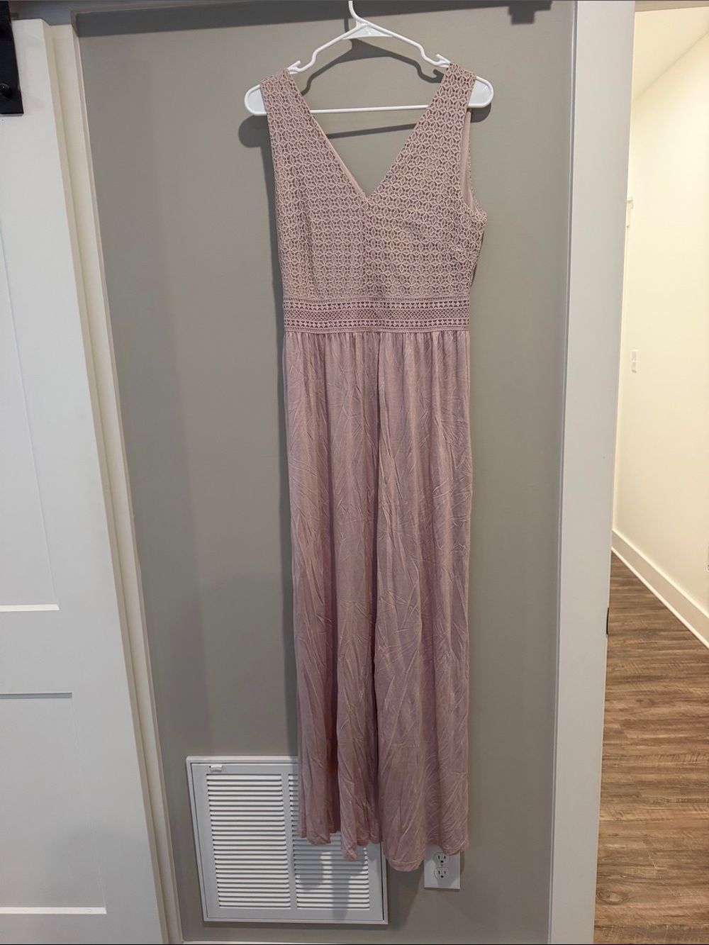 H&M Dusty Rose Lace Bodice Maxi Dress
